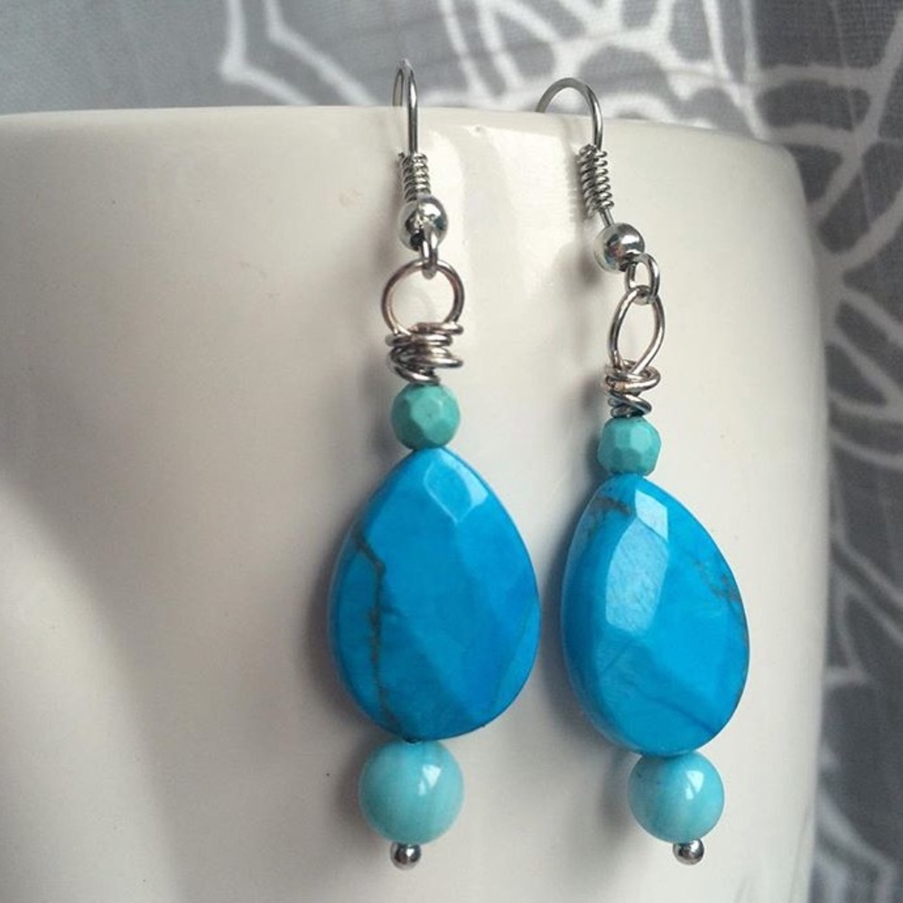 Brilliant blue howlite earrings